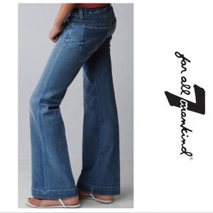 7 For All Mankind DOJO The Lexie Petite Blue Flare Wide Leg Jeans 28